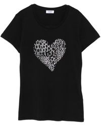 Liu Jo - Heart-Embellished Cotton T-Shirt - Lyst