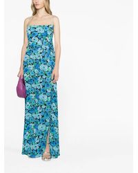 green emerald velvet dress Astr The Label | Revery Floral Long Sleeve Maxi Dress in Plus Size - Blue Green Abstract