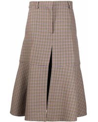 Stella McCartney - Midi-Rok Met Pied-De-Poule Print - Lyst