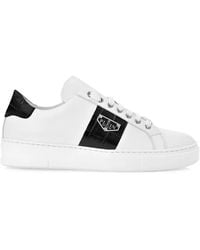 Philipp Plein - Logo-Plaque Leather Sneakers - Lyst