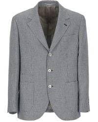 Brunello Cucinelli - Pied-De-Poule Linen Blazer - Lyst