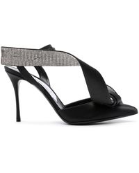 Sergio Rossi - Marquise 100mm Bow-detail Satin Pumps - Lyst