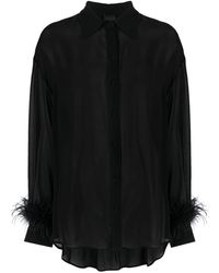 Pinko - Feather-trim Georgette Shirt - Lyst
