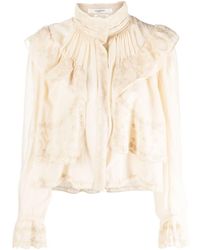 Isabel Marant - Embroidered Ruffle Cotton Shirt - Lyst