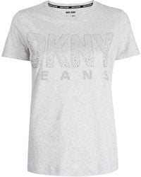 DKNY - Stud-embellished Logo T-shirt - Lyst