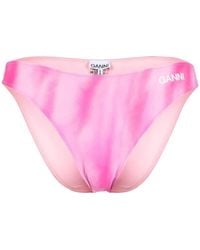Ganni - Logo-print Bikini Bottoms - Lyst