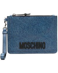 Moschino - Logo-lettering Denim Clutch Bag - Lyst