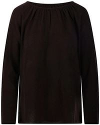Allude - Gathered-Neckline Fine-Knit Top - Lyst
