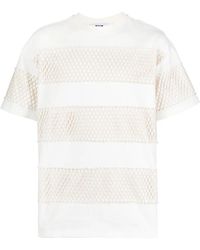 MSGM - Mesh-Panel Short-Sleeved T-Shirt - Lyst