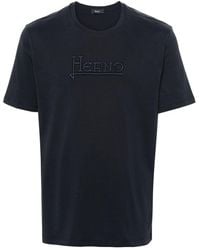 Herno - Logo-Embroidered Cotton T-Shirt - Lyst