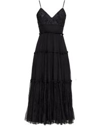 Nissa - Floral-Embroidered Silk Midi Dress - Lyst