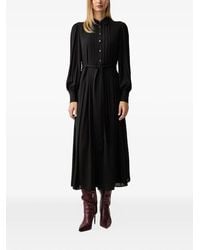 Fracomina - Belted Pleated Midi Dress - Lyst