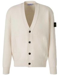 Stone Island - Cardigan Boutonné À Patch Logo - Lyst