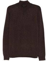 Canali - Melierter Pullover Mit Kurzem Reißverschluss - Lyst