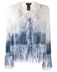 Avant Toi Fringed Ombre Jacket - Blue