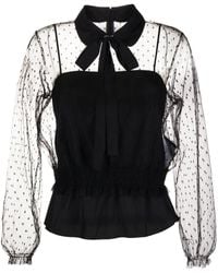 RED Valentino - Polka Dot Transparent Blouse - Lyst
