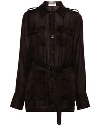 Saint Laurent - Silk Muslin Saharienne Dress - Lyst