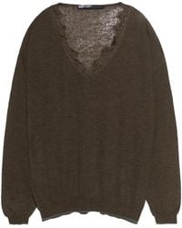 Bimba Y Lola - Long Chocolate Wool And Lace Sweater - Lyst
