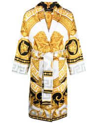Versace - Barocco-print Belted Coat - Lyst