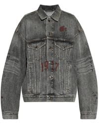 Balenciaga - Tattoo-Print Denim Jacket - Lyst