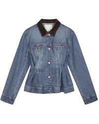 JNBY - Geplooid Denim Jack Met Ribfluwelen Kraag - Lyst