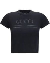 Gucci - Logo-Print Cropped T-Shirt - Lyst