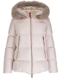 Moncler - Quilted Down Goat Fur Short Jacket - Lyst