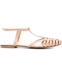 Anna F. - 512 Leather T-Bar Caged Sandals - Lyst