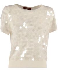 Max Mara - Sequin-Embellished Short-Sleeved Top - Lyst