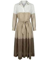 Sara Roka - Robe Mi-Longue Ceinturée À Design Colour Block - Lyst