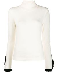 Temperley London Pleated Cuff Turtleneck Jumper - White