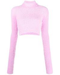 Faith Connexion High Neck Cropped Sweater - Pink