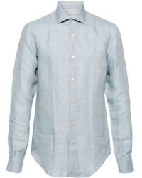 Eleventy - Cutaway-collar Linen Shirt - Lyst