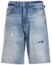Just Cavalli - Distressed Denim Shorts - Lyst