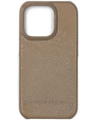 Brunello Cucinelli - Logo-debossed Leather Phone Cover - Lyst