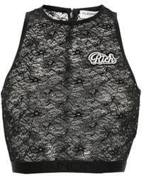Alessandra Rich - Cropped Lace Tank Top - Lyst