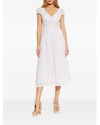 LoveShackFancy Emalia Sequined Lace-Trim Midi Dress in Metallic | Lyst