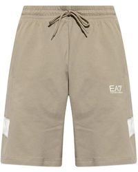 EA7 - Logo-Print Drawstring Track Shorts - Lyst