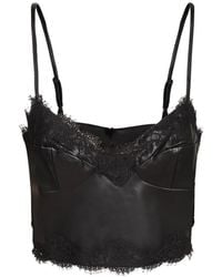 ERMANNO FIRENZE - Lace-Trim Leather Tank Top - Lyst