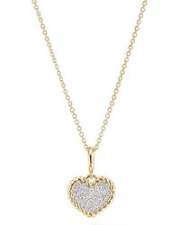 David Yurman - 18Kt Cable Collectibles Heart Diamond Necklace - Lyst