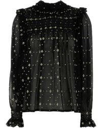 Saint Laurent - Embroidered Crepe Blouse - Lyst