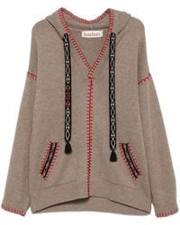 BAZISZT - Kafti Embroidered-Stitch Drawstring Hoodie - Lyst