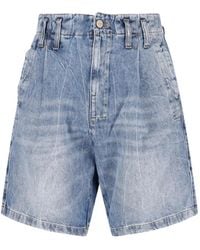 Cultura - Faded Pleated Denim Shorts - Lyst