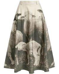 Moschino - Flared Midi-Rok Met Schapenprint - Lyst