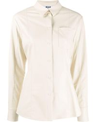 MSGM Chemise ajustée en cuir artificiel - Neutre