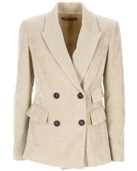 D.exterior - Corduroy-Effect Double-Breasted Blazer - Lyst