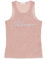 Blumarine - Crystal-Logo Tank Top - Lyst