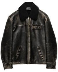Prada - Shearling-Trimmed Leather Jacket - Lyst