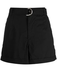 DKNY - Belted Cotton Mini Shorts - Lyst