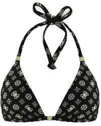 Guess - Logo-Print Triangle Bikini Top - Lyst